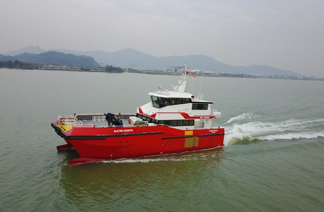 A BMT designed 27m crew transfer vessel at sea